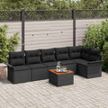 Gartensofa-set mit Kissen 7 pcs Schwarz Poly-Rattan