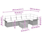 Gartensofa-set mit Kissen 7 pcs Grau Poly-Rattan