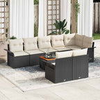 Gartensofa-set mit Kissen 9 pcs Schwarz Poly-Rattan
