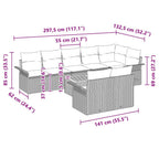 Gartensofa-set mit Kissen 9 pcs Schwarz Poly-Rattan