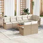 Gartensofa-set mit Kissen 9 pcs Beige Poly-Rattan