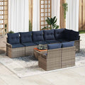 Gartensofa-set mit Kissen 9 pcs Grau Poly-Rattan