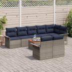 Gartensofa-set mit Kissen 9 pcs Grau Poly-Rattan