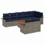 Gartensofa-set mit Kissen 9 pcs Grau Poly-Rattan
