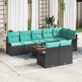Gartensofa-set mit Kissen 9 pcs Schwarz Poly-Rattan