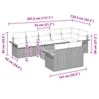 Gartensofa-set mit Kissen 9 pcs Schwarz Poly-Rattan