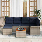 Gartensofa-set mit Kissen 7 pcs Grau Poly-Rattan