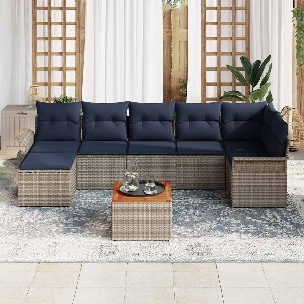 Gartensofa-set mit Kissen 8 pcs Grau Poly-Rattan