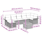Gartensofa-set mit Kissen 8 pcs Grau Poly-Rattan
