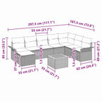 Gartensofa-set mit Kissen 9 pcs Schwarz Poly-Rattan