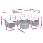 Gartensofa-set mit Kissen 9 pcs Grau Poly-Rattan