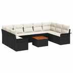 Gartensofa-set mit Kissen 10 pcs Schwarz Poly-Rattan