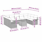 Gartensofa-set mit Kissen 10 pcs Beige Poly-Rattan