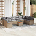 Gartensofa-set mit Kissen 11 pcs Beige Poly-Rattan