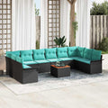 Gartensofa-set mit Kissen 11 pcs Schwarz Poly-Rattan