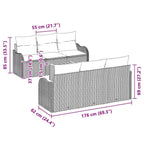 Gartensofa-set mit Kissen 7 pcs Grau Poly-Rattan