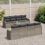 Gartensofa-set mit Kissen 9 pcs Grau Poly-Rattan