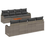 Gartensofa-set mit Kissen 9 pcs Grau Poly-Rattan