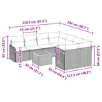 Gartensofa-set mit Kissen 9 pcs Beige Poly-Rattan