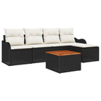 Gartensofa-set mit Kissen 6 pcs Schwarz Poly-Rattan