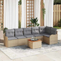 Gartensofa-set mit Kissen 7 pcs Beige Poly-Rattan