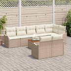 Gartensofa-set mit Kissen 9 pcs Beige Poly-Rattan