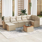 Gartensofa-set mit Kissen 8 pcs Beige Poly-Rattan