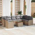 Gartensofa-set mit Kissen 10 pcs Beige Poly-Rattan