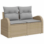 Gartensofa-set mit Kissen 7 pcs Beige Poly-Rattan