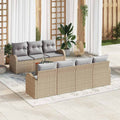 Gartensofa-set mit Kissen 8 pcs Beige Poly-Rattan