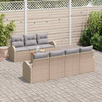 Gartensofa-set mit Kissen 8 pcs Beige Poly-Rattan