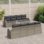 Gartensofa-set mit Kissen 9 pcs Grau Poly-Rattan