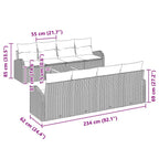 Gartensofa-set mit Kissen 9 pcs Grau Poly-Rattan