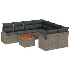 Gartensofa-set mit Kissen 9 pcs Grau Poly-Rattan