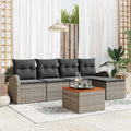 Gartensofa-set mit Kissen 6 pcs Grau Poly-Rattan