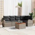 Gartensofa-set mit Kissen 6 pcs Grau Poly-Rattan