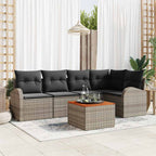Gartensofa-set mit Kissen 6 pcs Grau Poly-Rattan