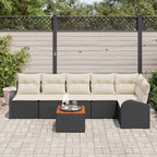 Gartensofa-set mit Kissen 7 pcs Schwarz Poly-Rattan