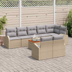 Gartensofa-set mit Kissen 9 pcs Beige Poly-Rattan