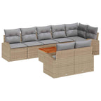 Gartensofa-set mit Kissen 9 pcs Beige Poly-Rattan
