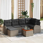 Gartensofa-set mit Kissen 7 pcs Grau Poly-Rattan