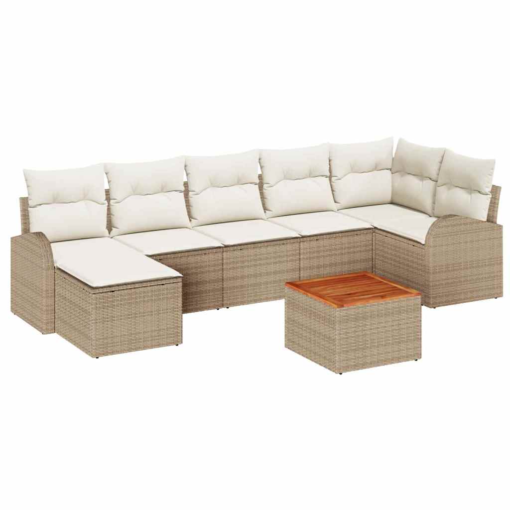 Gartensofa-set mit Kissen 8 pcs Beige Poly-Rattan