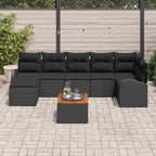 Gartensofa-set mit Kissen 8 pcs Schwarz Poly-Rattan