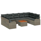 Gartensofa-set mit Kissen 10 pcs Grau Poly-Rattan