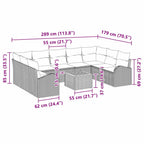 Gartensofa-set mit Kissen 10 pcs Schwarz Poly-Rattan