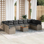 Gartensofa-set mit Kissen 11 pcs Grau Poly-Rattan