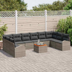 Gartensofa-set mit Kissen 11 pcs Grau Poly-Rattan