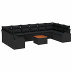 Gartensofa-set mit Kissen 11 pcs Schwarz Poly-Rattan