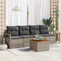 Gartensofa-set mit Kissen 5 pcs Grau Poly-Rattan