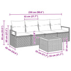 Gartensofa-set mit Kissen 5 pcs Grau Poly-Rattan